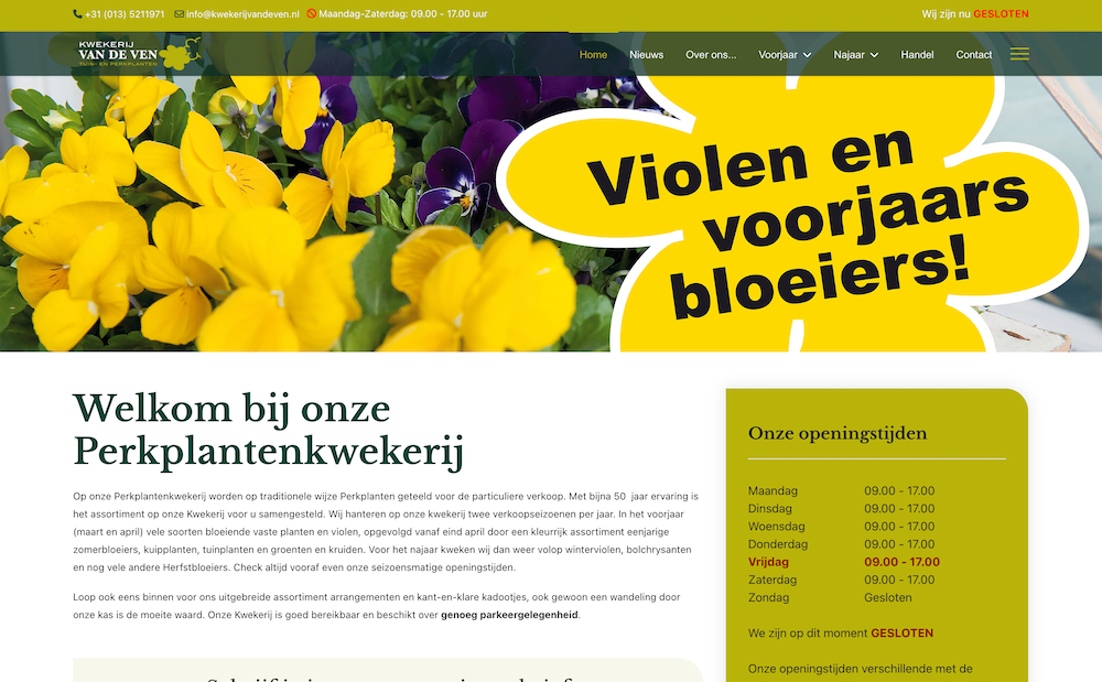 Vernieuwde website voor Kwekerij van de Ven